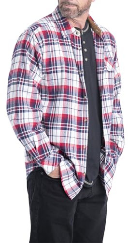 Legendary Whitetails Men's Buck Buck Camp Flannel Shirt, Long Sleeve Plaid Button Down Casual Shirt for Men, with Corduroy Cuffs, Fall & Winter Clothing, Americana Plaid, 4X-Large