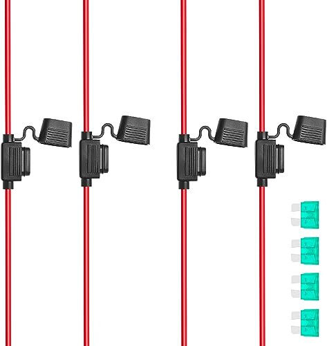 RED WOLF Flachsicherungshalter Sicherungshalter mit 30A ATO ATC Sicherungen Standard Flachsicherung Dracht Inline Universell einsetzbar 4 mm² 12 AWG max. 30A Menge-4