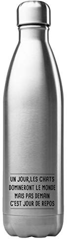 Bouteille Isotherme Personnalisée 500 ml – Acier Inoxydable – Gourde Performance – Cadeau Unique illustration, chat – Fabrication Française (N°11)