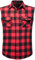 Iris Sprite Ärmelloses Kariertes Herrenhemd, Flanell, Knopfleiste, lockere Passform, mit Tasche, Rot-a210, S