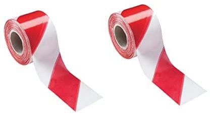 TLDSHOP® - Nastro Segnaletico PZ 2 da Recinsione in PVC, Bianco Rosso, Rotolo da 200 mt x 7 cm