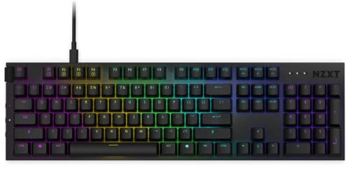 NZXT Function 2022 - Teclado mecánico para Juegos PC - Iluminado - Interruptor RGB Lineal - Interruptores compatibles MX - Hot Swap - Cubierta de Aluminio Resistente - Negro EN (QWERTY)