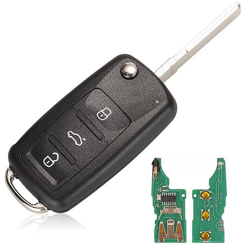 Heart Horse 3 Tasti Chiave per Auto Telecomandi, Ricambio Cover Guscio Chiave per Telecomando per V-W Polo G-o-lf Be-et-le Caddy Transporter (433 MHz ID48 chip)