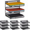 4 x Briefablage Metall, 3 Fächer zum Beschriften, A4, Büro & Arbeitszimmer, Wandmontage, HBT: 32 x 33 x 25 cm, schwarz