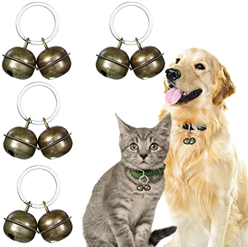 Zngou 4 Sets Bells for Dog & Cat Collars, 20mm Brass Bells for Dogs & Cats, Extra Loud