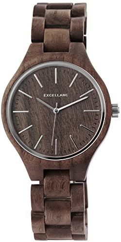 Excellanc Design Holz Herren Armband Uhr Braun Analog Mode Trend Quarz