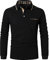 AIOIDI Polo Shirts for Men Adults Long Sleeves Casual Golf Shirt with Real Pocket,Black 1,L