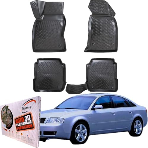Trimak 3D Fussmatten für Audi A6 C5 1996-2004 | Gummimatten aus TPE Gummi, Passgenau, Wasserdicht, Hoher Rand, Rutschfest, Leicht zu Reinigen