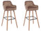 Vente-unique - Lot de 2 tabourets de Bar en Velours et Pieds Bois de hêtre - Beige - Eleana