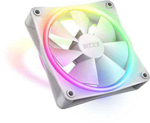 NZXT F120 RGB Duo - 120mm Dual-Sided RGB Fan – 20 Individually Addressable LEDs – Balanced Airflow and Static Pressure – Fluid Dynamic Bearing – PWM Control – Anti-Vibration Rubber Corners – White