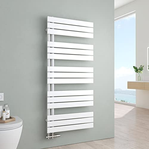 S'AFIELINA Badheizkörper Paneel Heizkörper Bad 1320x600mm Handtuchheizkörper Seitenanschlusss 798 Watt Handtuchtrockner mit Anschluss Links oder Rechts (Weiß)