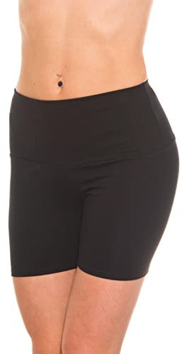 Alkato Damen Sport Shorts mit Hohem Bund Hotpants Radlerhose, Farbe: Long Shorts Schwarz, Größe: 36
