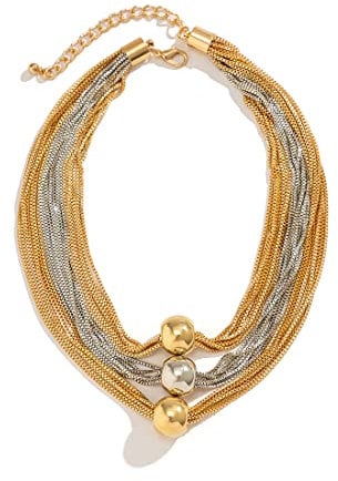 Aabellay Chunky Choker Necklace Punk Layered Figaro Chain Boho Twist Necklace Jewelry Cuban Multi-Strand Link Chain Statement Collar Necklaces Minimalist Necklace Chain Jewelry - 5495 Gold and Silver