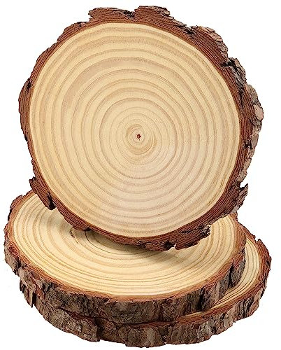 CHEUKYIU Lot de 3 rondelles en bois naturel de 18 à 20 cm - Ronds en bois naturel - Pour travaux manuels et travaux manuels - Décoration de Noël - Bricolage de mariage