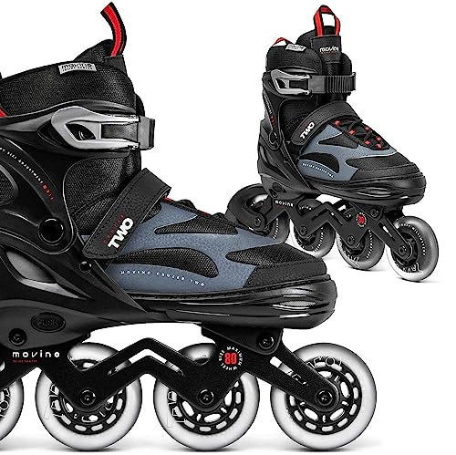 Movino Inline Skates Cruzer Two Rollschuhe Kinder Mädchen Jungen Inliner Rollerskates Fitness Sport Outdoor Inliner für Kinder Inlineskates Verstellbar Großen Rädern 80 mm Kids-Inliner, XL (41-44)