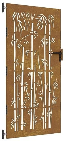 vidaXL Puerta de jardín acero corten diseño bambú 85x200 cm