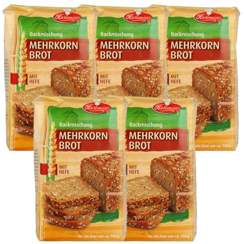 Mehrkornbrot Brotbackmischung von Frießinger Mühle, 5x500g, für den Backofen, Holzofen oder Brotbackautomaten.