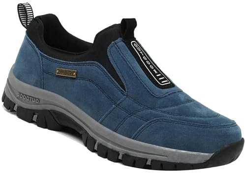 AZMAHT Mocasines sin Cordones para Hombre Zapatillas Trail Running Hombre Zapatillas Senderismo Trekking Zapatos Montaña Antideslizantes Transpirables,Azul,42/260mm