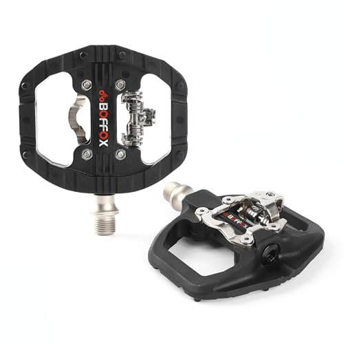 BOFFOX Pedali Bici MTB Flat e SPD Pedali Doppia Funzione 9/16 Pedali per Bicicletta Antiscivolo e Leggeri Adatto per Corsa/MTB/BMX