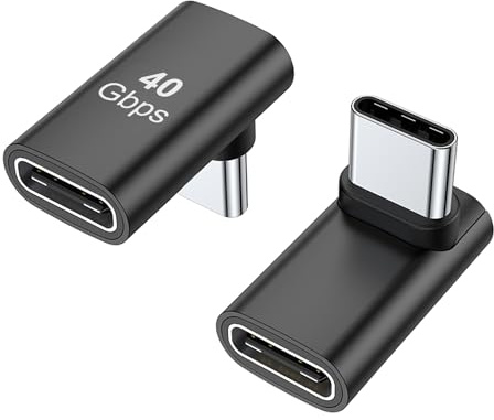AreMe 90 Degree USB-C Male to Female Adapter, 2 Pack Right Angle 100W Type-C Adapter Extender for Steam Deck, ROG Ally, Switch, Notebook Computers, Tablet and Mobile Phones (Black)