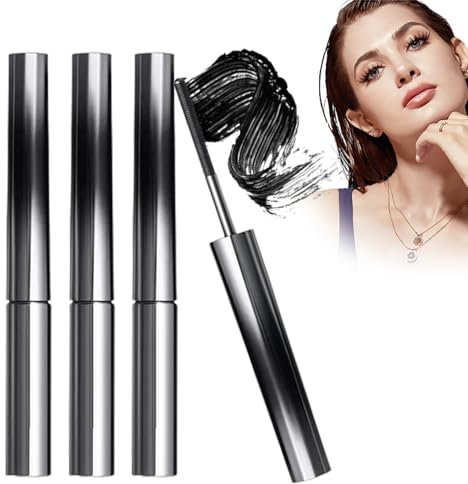 Iron Wand Mascara, Metal Rod Mascara, 3D Curling Eyelash Iron Mascara, Curling Iron Mascara, Waterproof, Long-Lasting and Smudge-Free (Black 3pcs)
