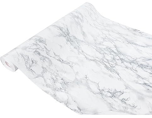 Klebefolie Möbel 67,5x100 cm | Möbelfolie selbstklebend in Steinoptik | Folie für Möbel zur einfachen Renovierung von Türen, Tischen und Regalen | Klebefolie dekorativ und abwaschbar | Marmor Silber