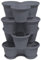 Engelland 4X Blumentopf, Säulentopf, Pflanzturm, Hochbeet, Pflanztopf-Kübel mit Untersetzer, stapelbar, widerstandsfähig, Kunststoff, für Außenbereich, 44 Liter, Farbe: Anthrazit