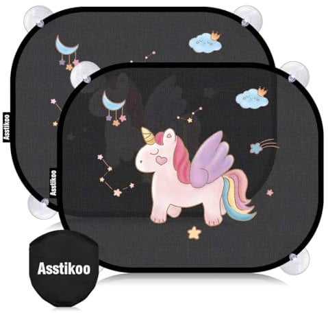 Asstikoo Parasoles para ventana de coche para bebé con protección UV, parasol para coche de bebé para niños con bonitos motivos de animales, protector solar para ventana de coche, bebé, 45 x 35,5 cm