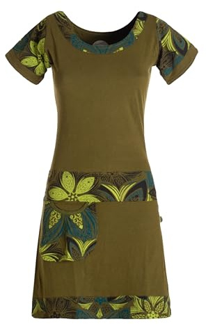 Vishes Damen Kurzarm Kleid in Orange I Größe 3XL (44) I Handgefertigt aus 100% Baumwolle I Stylisches Sommerkleid für Freizeit & Alltag I Nachhaltige Alternative Bekleidung