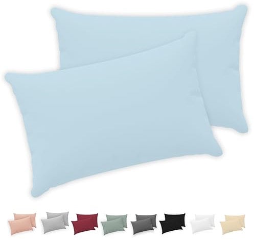 Twinzen® Kissenbezug 30x50 (2er-Set) - 100% Jersey Baumwolle 150 GSM Kissenbezüge - Blau - Für Kissenbezüge 30x50 cm - Kissenhülle - Kissenbezug mit Reißverschluss - Oeko-Tex Zertifiziert