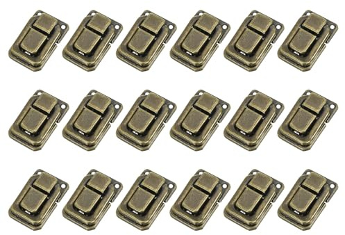 PATIKIL 18 Stück Schnappverschluss 38x25mm, Bronze Spannverschluss Metall Verschluss Set, Kasten Türverschluss für Schmuckkästchen Werkzeugkasten Holzkisten Geschenkbox Holz Truhen Box
