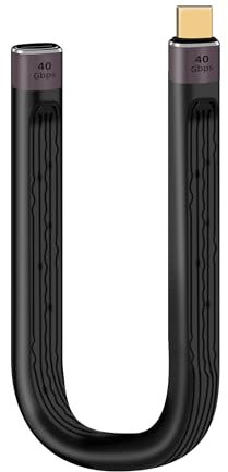 RIIEYOCA 100W USB C Macho a Hembra Cable Corto, 40Gbps Cable de Transferencia de Datos de Alta Velocidad, USB C Cable Plano Soporta 8K@60Hz UHD Salida de Vídeo (mf)