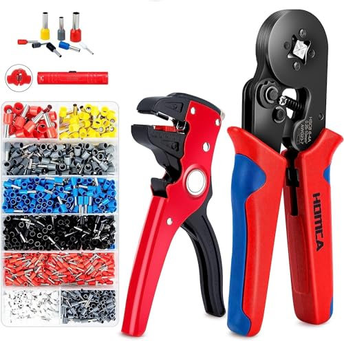 ZAXER Aderendhülsen-Kabelendungen mit Crimpzange – 1200 Stück Aderendhülsen – Organizer - Crimpzange Arbeitsbereich: 0,25-10mm², AWG 23-7 – Isolierte – Nicht isolierte Aderendhülsen