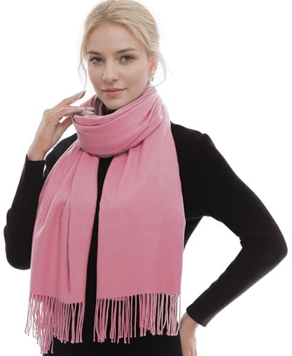 RIIQIICHY Schal Damen Winter Schals Tücher Winterschal Kuschelig Xxl Rosa Damenschal Pashmina Herbst Frauen Kaschmir Schal mit Fransen