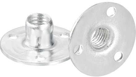 QUARKZMAN Dado T Foro Brad M8, Dadi T Avvitati Base Tonda Acciaio Carbonio da 12pz Dadi Inserto Filettato Femmina Flangia Hardware per Mobili, M8x28x1.2mm