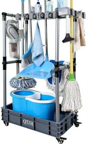 QTJH Floor-Standing Multi-Functional Cleaning Tool Organizer storage broom mop and cleaning supplies