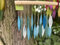 Glaswindspiel Blätter, Treibholz und Glas, Bali, Strand, Dekoartikel für Haus und Garten, Hochzeits- oder Geburtstagsgeschenk (Meeresfarben)