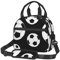 Lonchera versátil con estampado negro de fútbol para mujeres y hombres, lonchera aislada, bolsa térmica para el trabajo y viajes