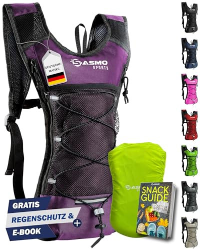 SASMO® Laufrucksack Damen 6L (Beere) mit Thermofach | Lauf Rucksack - Ultraleicht 300g | Laufrucksack Herren & Damen | Running Backpack inklusive Regenschutz & Reflektoren