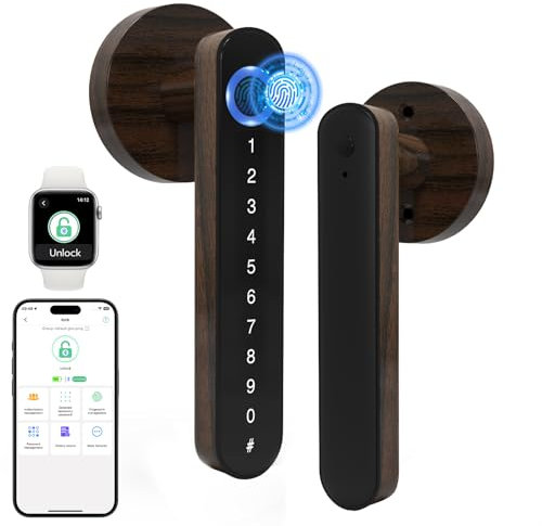 Eseesmart Smart Door Lock - Serratura per porta con impronte digitali con maniglia, serratura intelligente 5 in 1 con tastiera, impronte digitali, chiave APP Bluetooth, serrature elettroniche digitali
