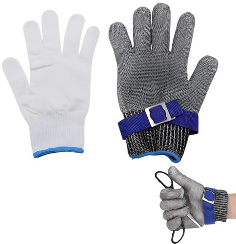 vcsjw Kettenhandschuh,Kettenhandschuh Küche,Edelstahl Schnittschutzhandschuhe,Kettenhandschuh Metzger,Schnittfeste Handschuhe,für Austern Shucking Fleisch Schneiden und Peeling (Größe S)