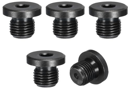 QUARKZMAN 5 Stück G1/4, Außensechskant-Gewinde-Rohrverschluss, Männlicher Rohrverschluss aus Kohlenstoffstahl mit Dichtungsring zum Abschließen von Ölablassstopfen Rohrverschluss, Schwarz