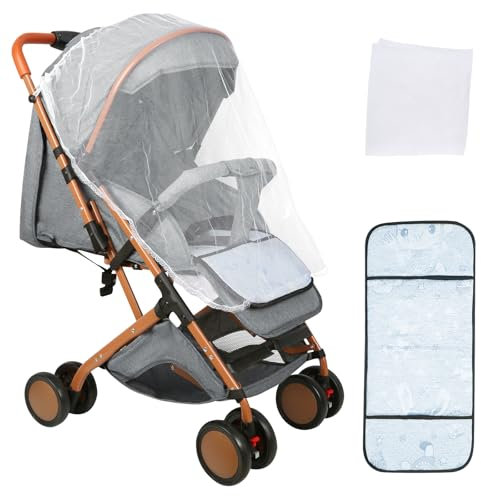 Kinderbuggy, Kinderwagen mit Sonnenschirm, Kinderwagen Zusammenklappbar, Buggy mit Liegefunktion, Kann Sitzen oder Liegen (Grau-A)