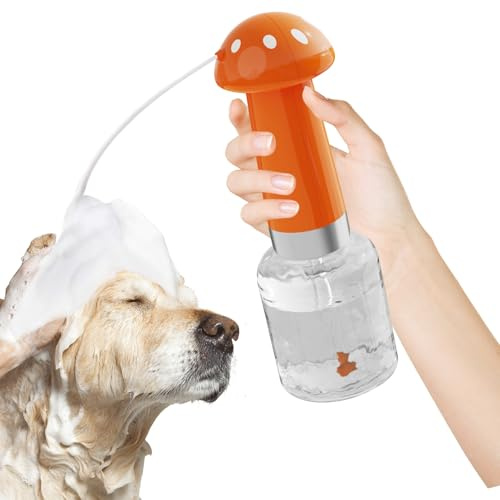 Zunishaone Shampoo-Spender für Hunde, Shampoo-Spender für Hunde, automatischer Duschschaumspender für Kätzchen, Welpen, Pet Mand Grooming Helper aus Pilz für Katze
