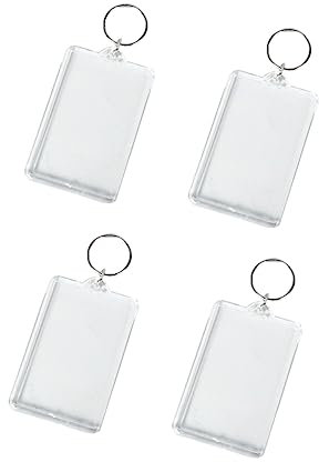 minkissy 50pcs Acrylic Blank Insert Photo Frame Keychain Buckle Split Ring Keyring for Diy Crafts Keyring for Key Carabiner Random Style