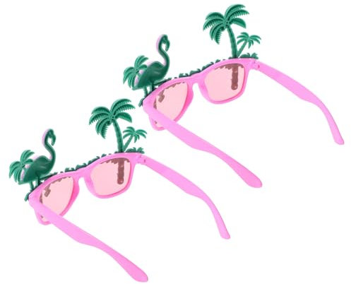 COLLBATH 2 Ensembles Lunettes Flamant Rose Flamants Roses En Forme De Lunettes De Soleil De Fête Sur La Plage Accessoires Flamant Rose Déguisement Flamant Rose Adulte Froussard 2 Pièces * 2