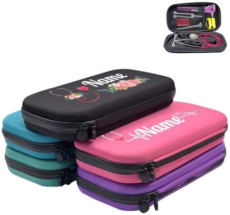 KOLOWKO Personalisierte Stethoskop-Tasche mit individuellem Namen/Logo – Hartschalen-Aufbewahrungsbox aus EVA für Krankenschwestern, Ärzte und Medizinstudenten Geschenk