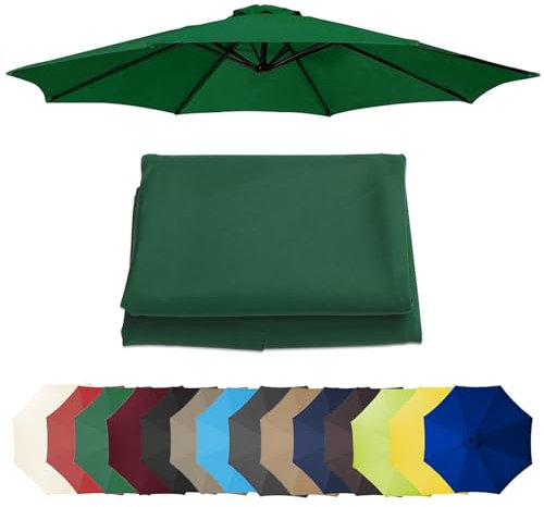 Auvent De Rechange Pour Parasol 3.0m/3.50m, 6 Baleines/8 Baleines Toile De Rechange Pour Parasol Déporté, Dessus De Parapluie De Remplacement Pour Parasol De Jardin Terrasse Plage(Green,350CM/8 RIBS)