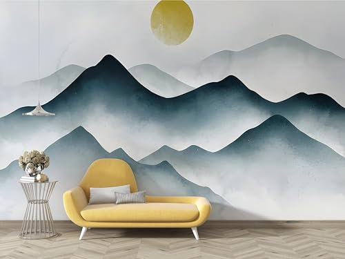 Fototapete Berg 3D Effekt Selbstklebende Tapete Sonne Ombre Seidenstoff Wandtapete Wanddeko Wohnzimmer Schlafzimmer Kinderzimmer - 130x80cm (Breite x Höhe) - B134