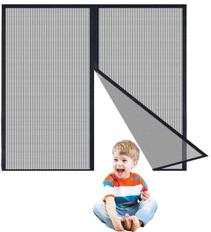 Moustiquaire Fenêtre Magnétique 80 x 130 cm Magnétique Automatiquement Moustiquaire Porte Sans Percer pour Balcon Porte, Noir